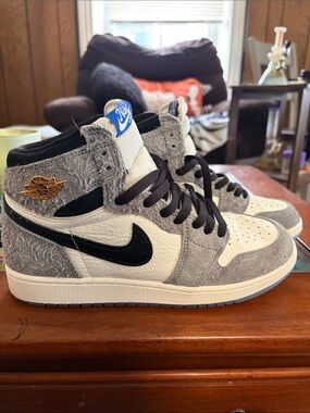 Nike Air Jordan 1 Mid Grey, White & Black Sneakers